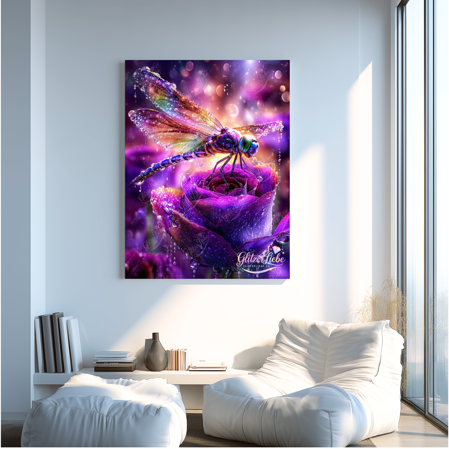 Diamond Painting „Regenbogenlibelle“ by Ray Spark, 60x80 cm (195 Farben) oder 80x100 cm (240 Farben), Vorbestellung