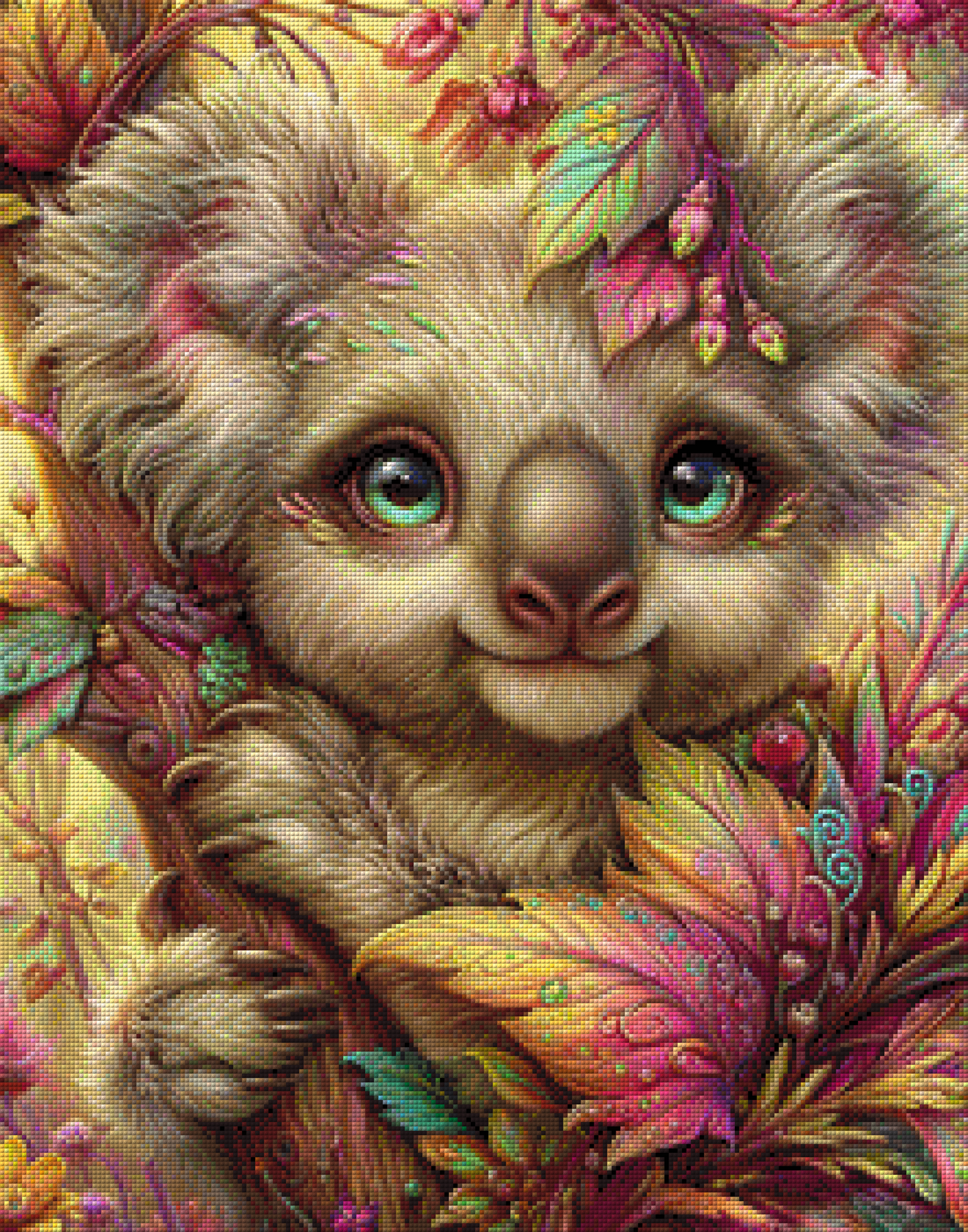 Diamond Painting "Blütenkoala" by sweet_loco_ai, 55x70 cm, 184 Farben, Vorbestellung