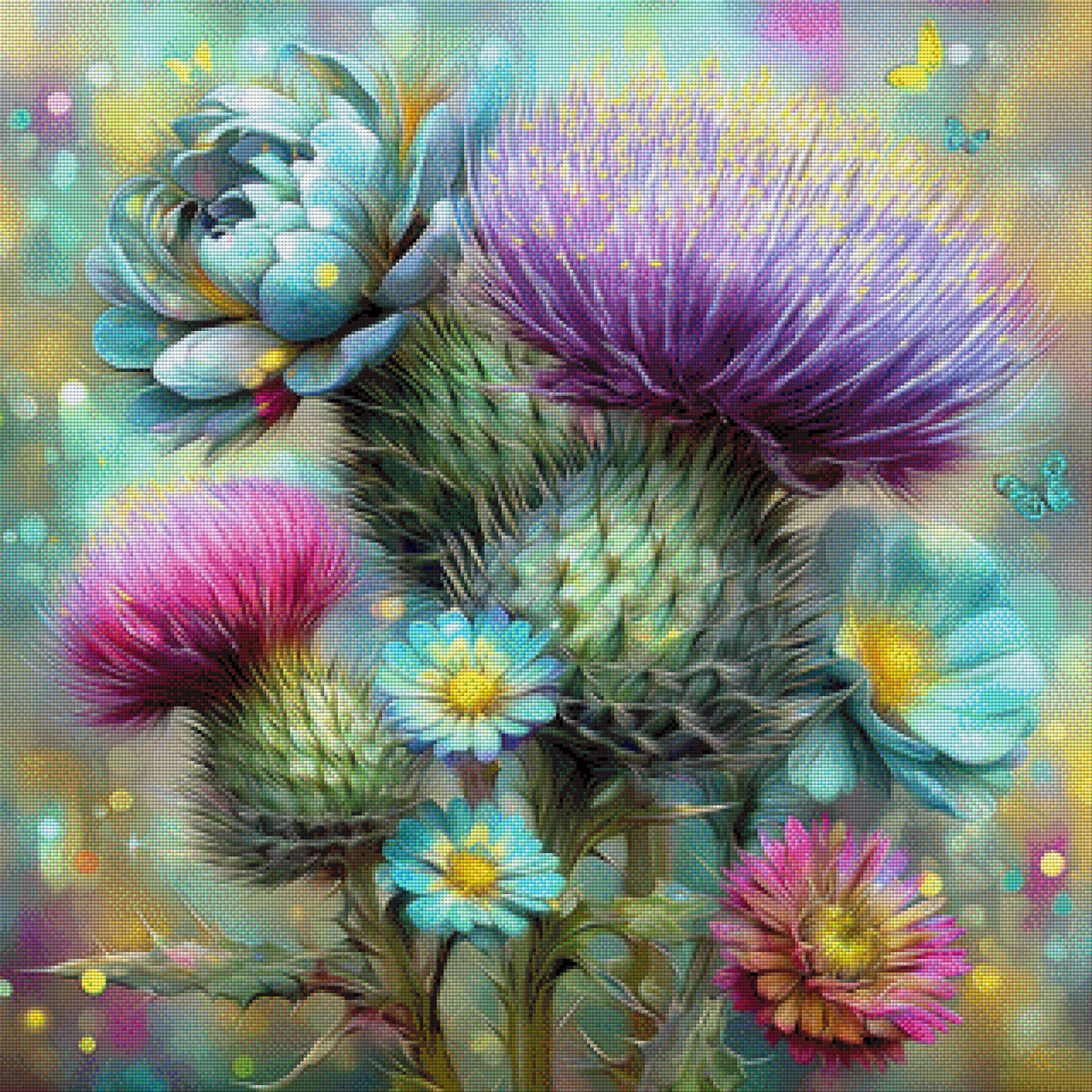Diamond Painting "Blütenfeuerwerk" by CleoDora 80x80 cm mit 321 Farben, Vorbestellung