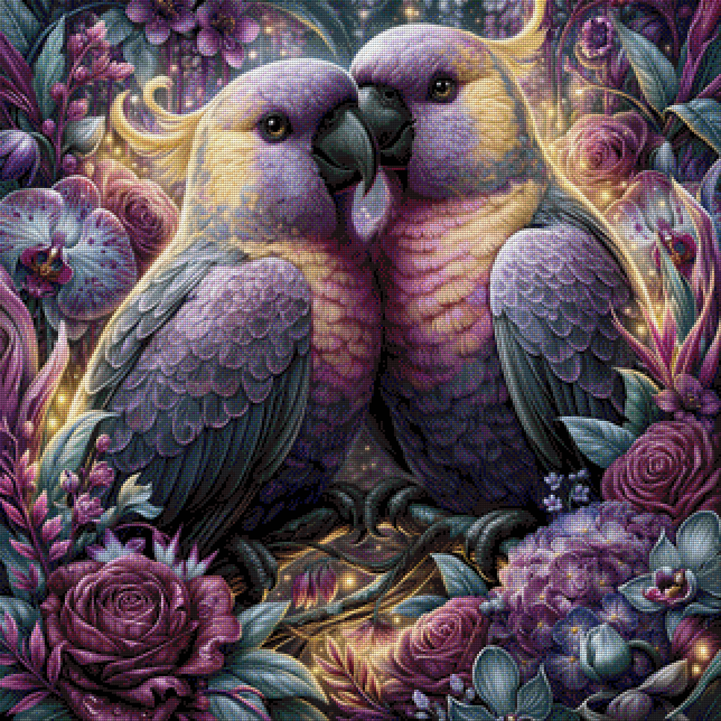 Diamond Painting "Lovebirds" by Lisa Morgan 80x80 cm, 216 Farben, Vorbestellung