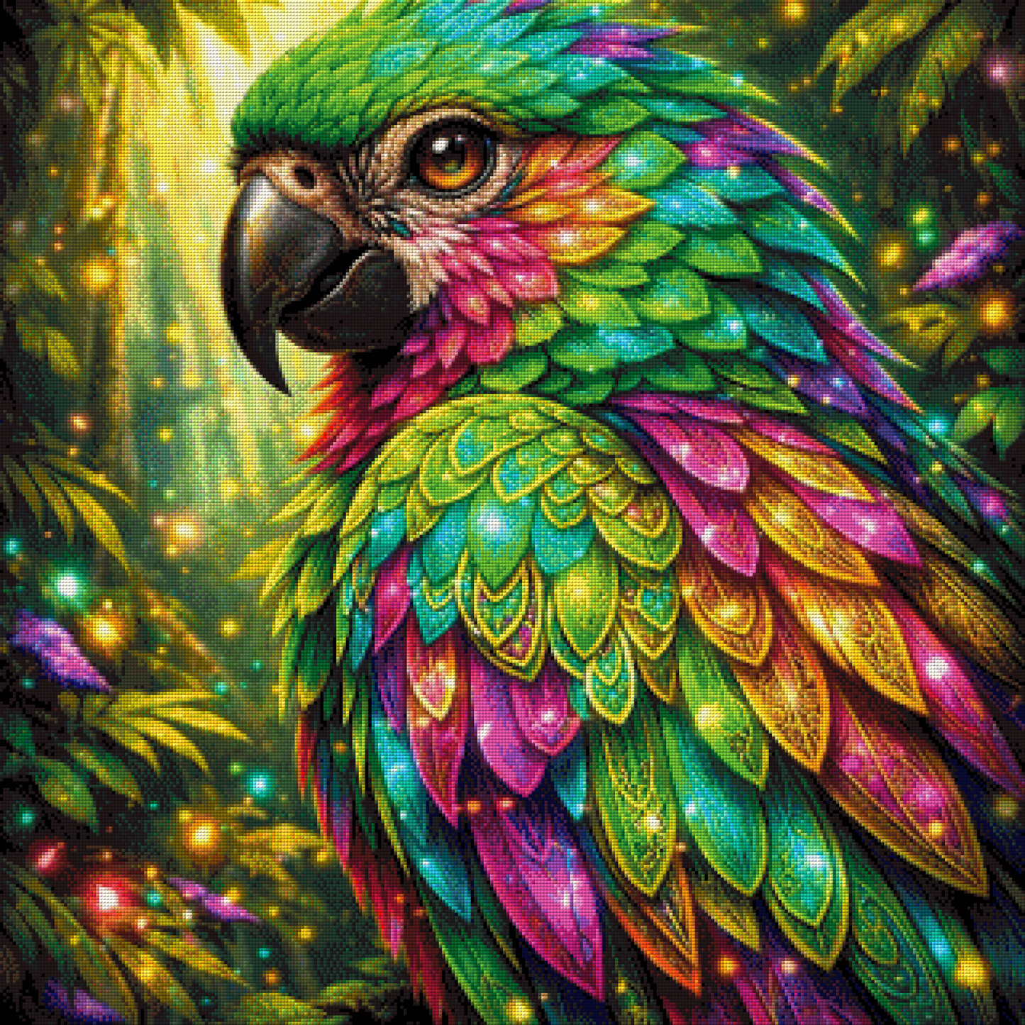 Diamond Painting "Jewels of the enchanted canopy" by ALKIRA 80x80 cm mit 236 Farben, Vorbestellung