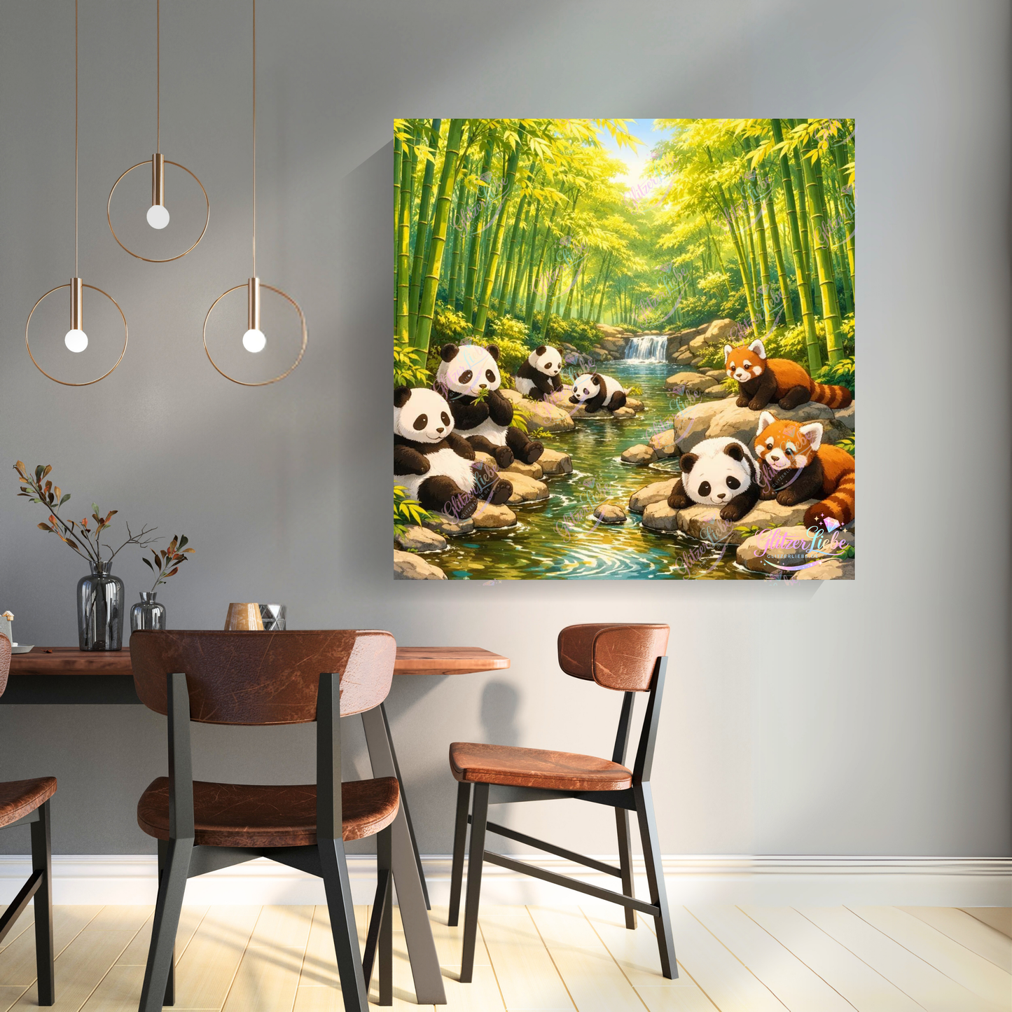 Diamond Painting "Das Panda-Paradies" by ALKIRA 50x50 cm, 120 Farben, Vorbestellung