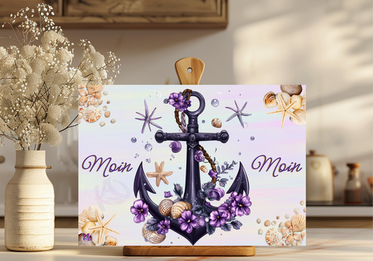 "Moin" Glas-Schneidebrett in 2 Größen