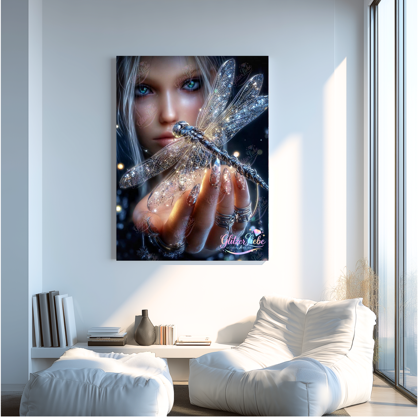 Diamond Painting „Hüterin der Libelle" by Ray Spark 75x90cm mit 150 Farben, Vorbestellung