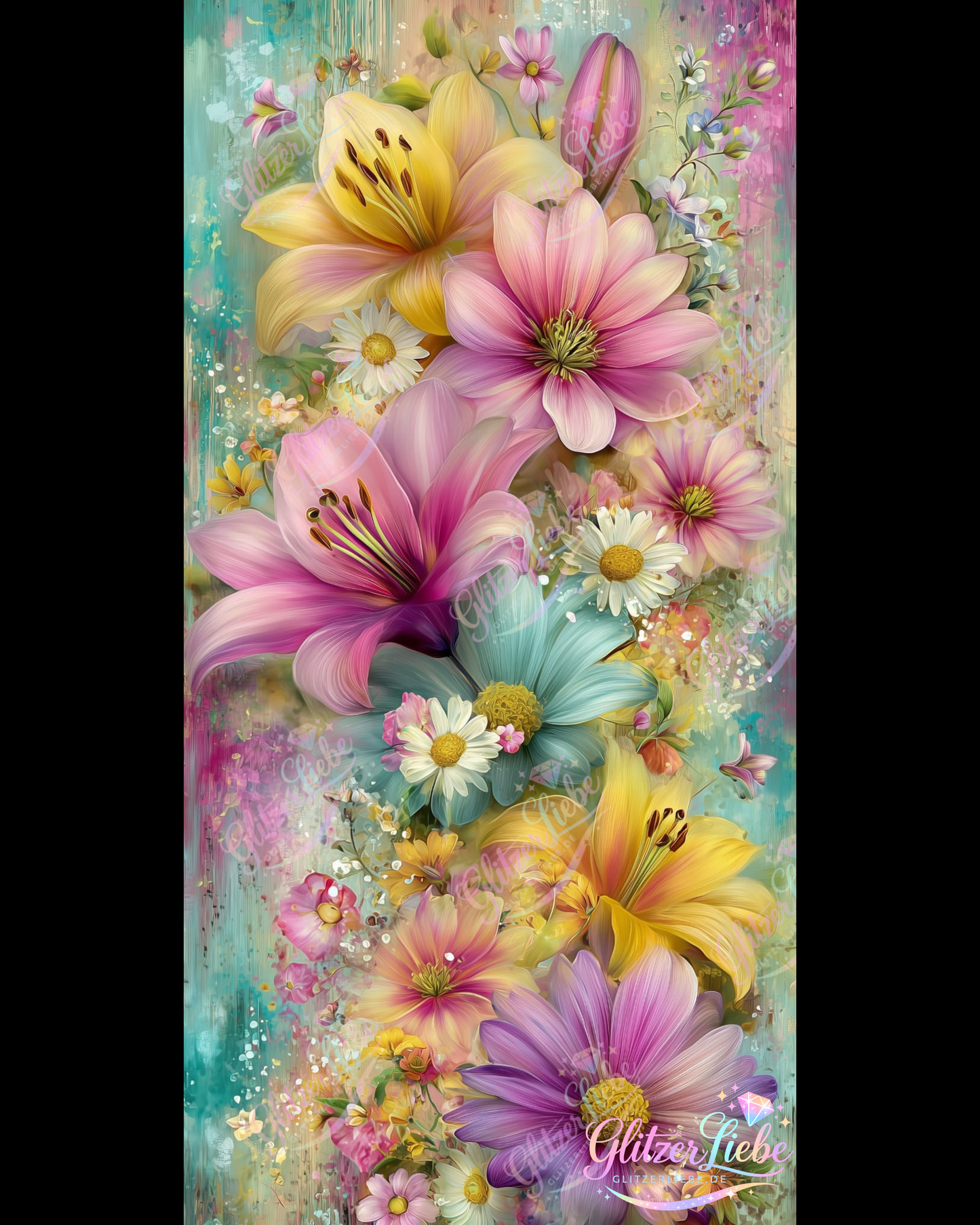 Diamond Painting "Blütentraum" by CleoDora, 50x100 cm mit 300 Farben, Vorbestellung
