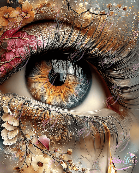 Diamond Painting "Golden Eye" by CleoDora, 75x100 cm mit 301 Farben, Vorbestellung