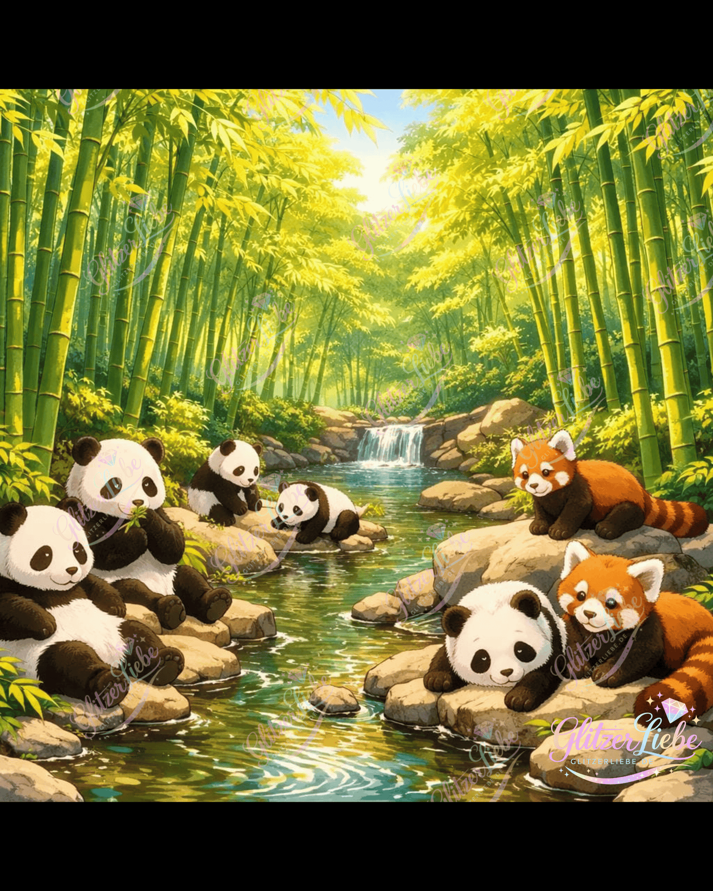 Diamond Painting "Das Panda-Paradies" by ALKIRA 50x50 cm, 120 Farben, Vorbestellung