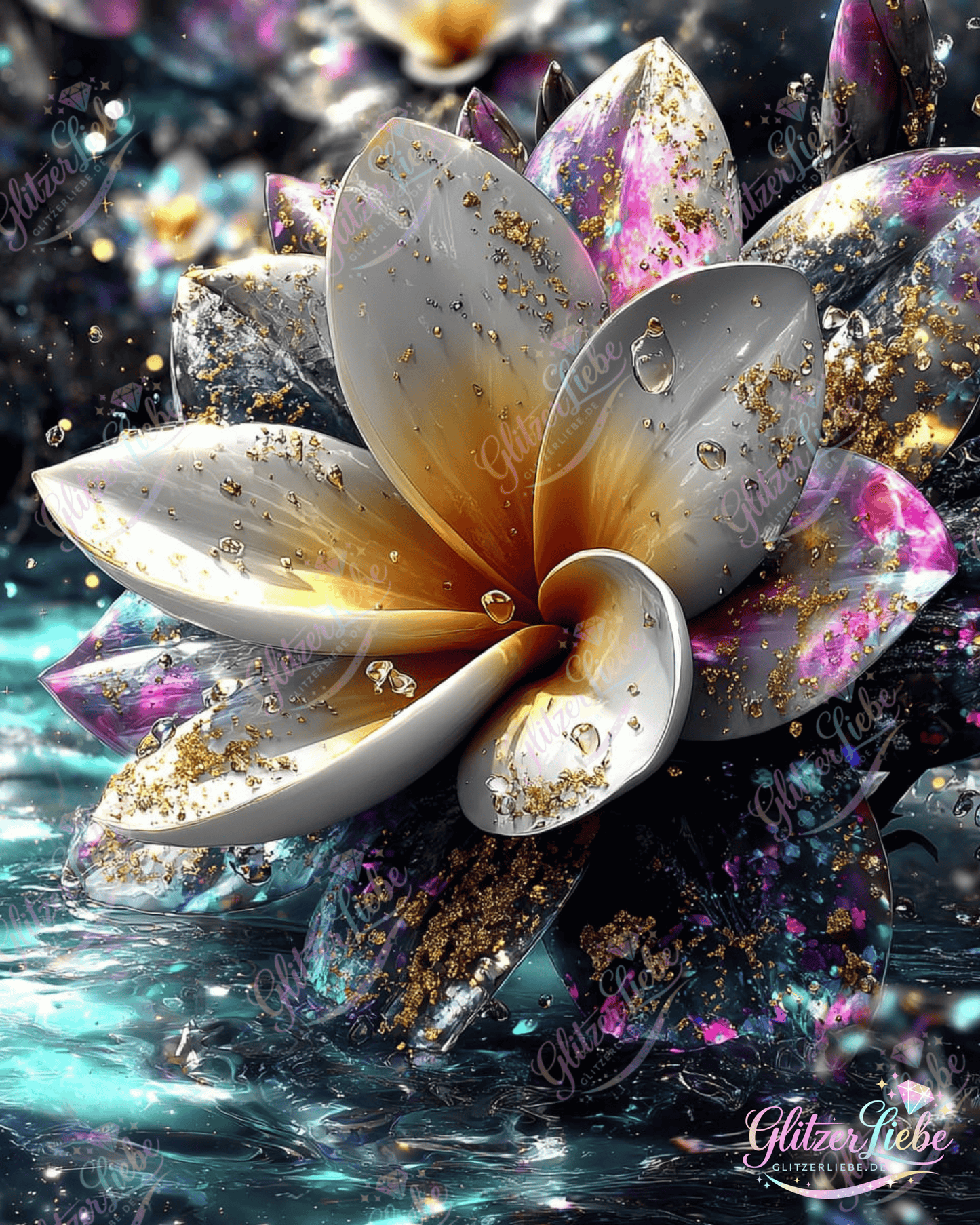 Diamond Painting "Glitzerblüte" by Lisa Morgan 80x100 cm, 299 Farben, Vorbestellung
