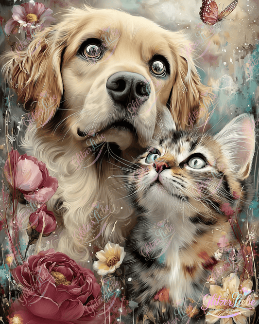 Diamond Painting "Tierfreunde" by CleoDora, 75x100 cm mit 257 Farben, Vorbestellung