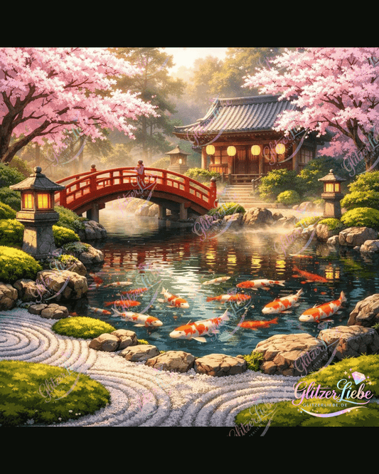 Diamond Painting "Brücke der Kirschblüten" by ALKIRA 70x70 cm, 316 Farben, Vorbestellung