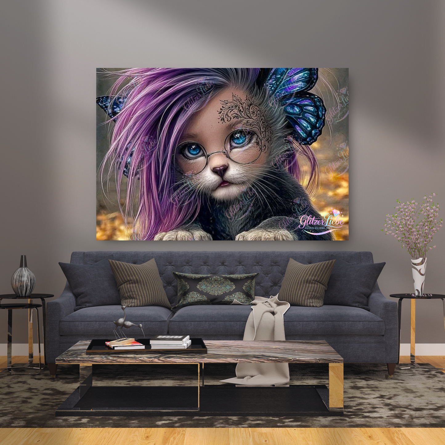 Diamond Painting "Galaxy Kitten" by Andastra_DP_AI_Art, 80x60xcm, 241 Farben, Vorbestellung