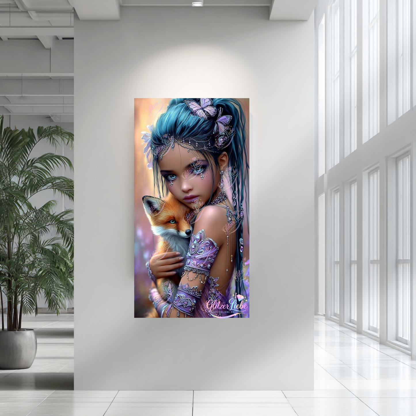 Diamond Painting "Foxgirl" by Andastra_DP_AI_Art, 60x120 cm, 250 Farben, Vorbestellung