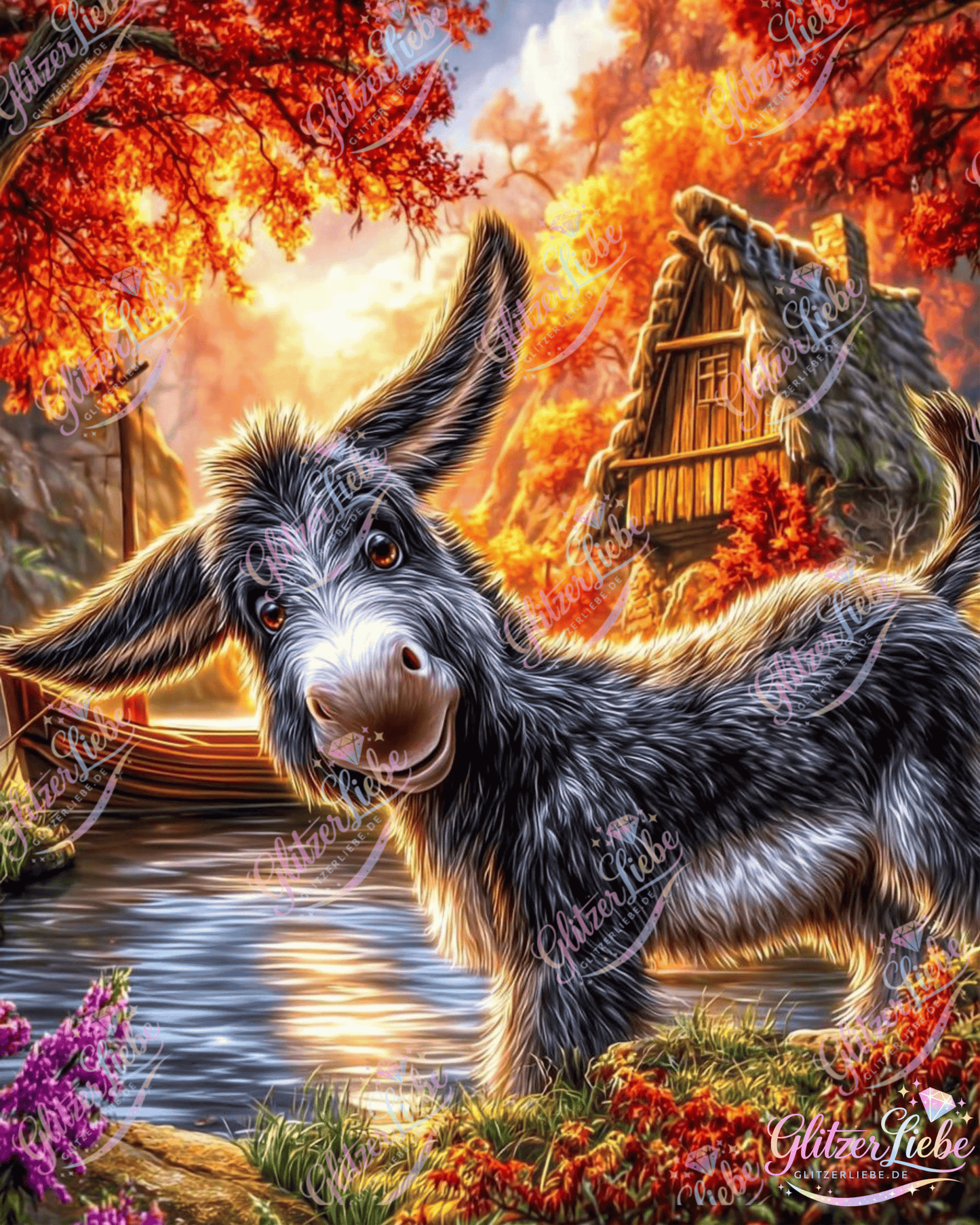 Diamond Painting "Donkey" by Andastra_DP_AI_Art, 60x90 cm, 343 Farben, Vorbestellung