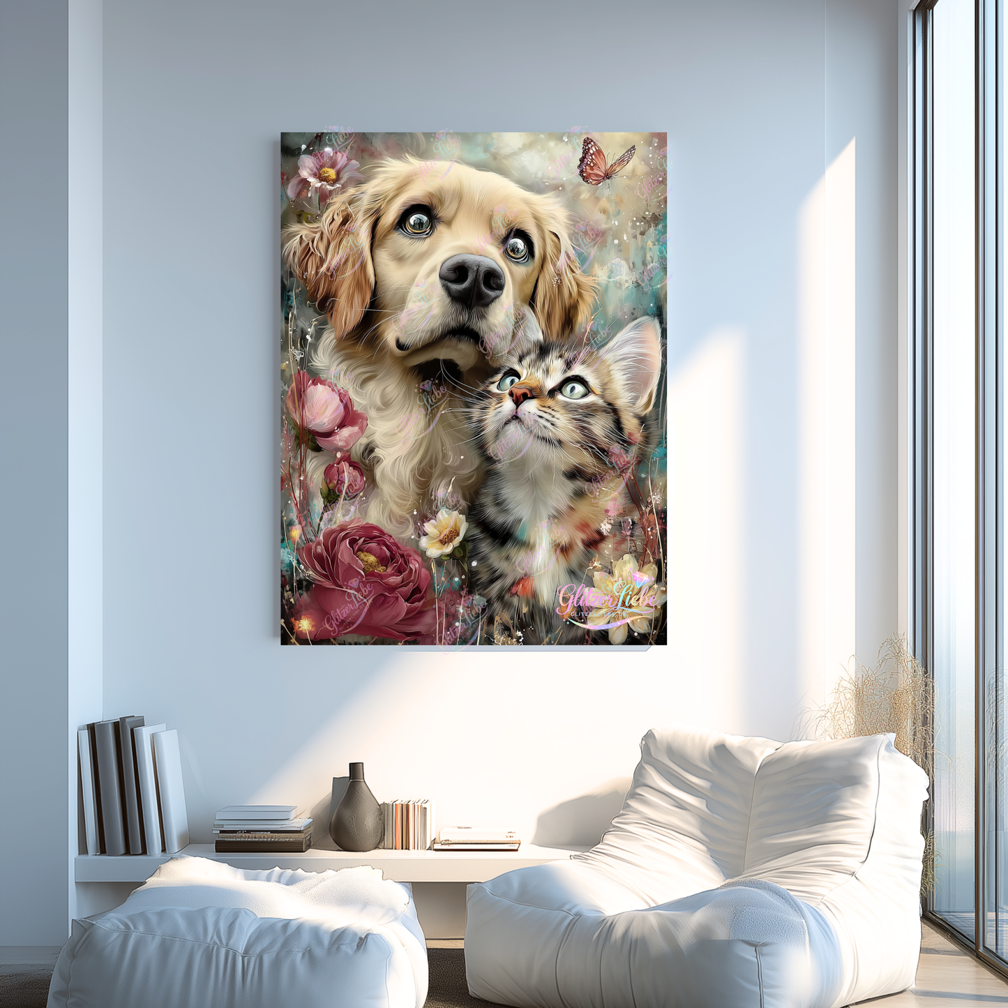 Diamond Painting "Tierfreunde" by CleoDora, 75x100 cm mit 257 Farben, Vorbestellung