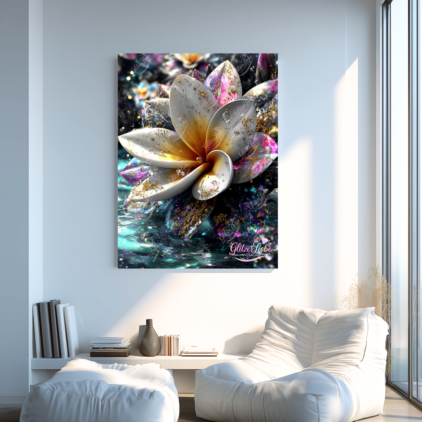 Diamond Painting "Glitzerblüte" by Lisa Morgan 80x100 cm, 299 Farben, Vorbestellung