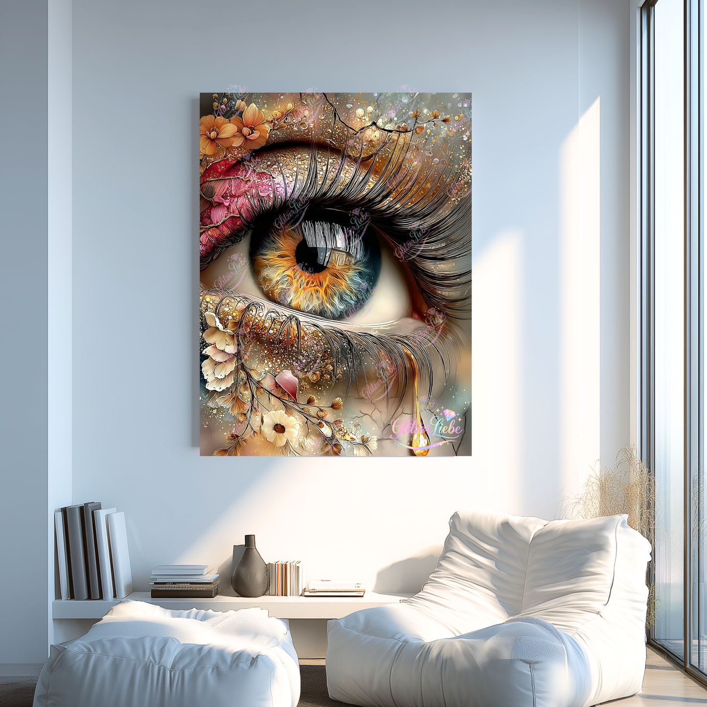 Diamond Painting "Golden Eye" by CleoDora, 75x100 cm mit 301 Farben, Vorbestellung