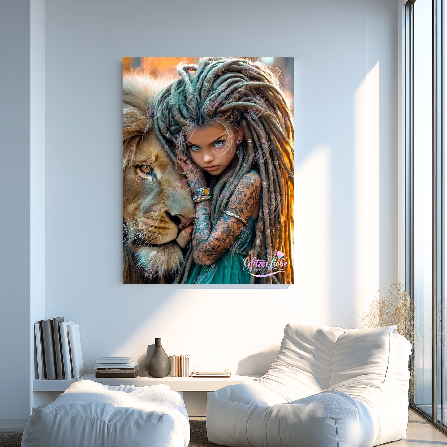 Diamond Painting "Liongirl" by Andastra_DP_AI_Art 80x100 cm, 249 Farben, Vorbestellung