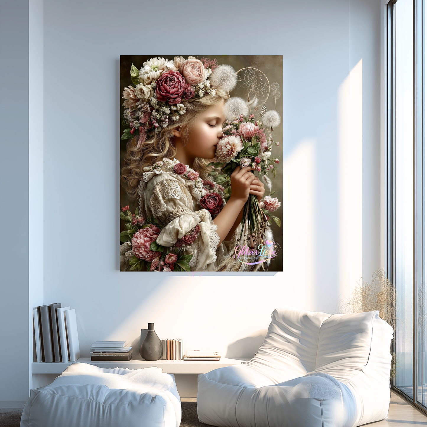 Diamond Painting "Das Blumenmädchen" by CleoDora, 80x110 cm, 181 Farben, Vorbestellung