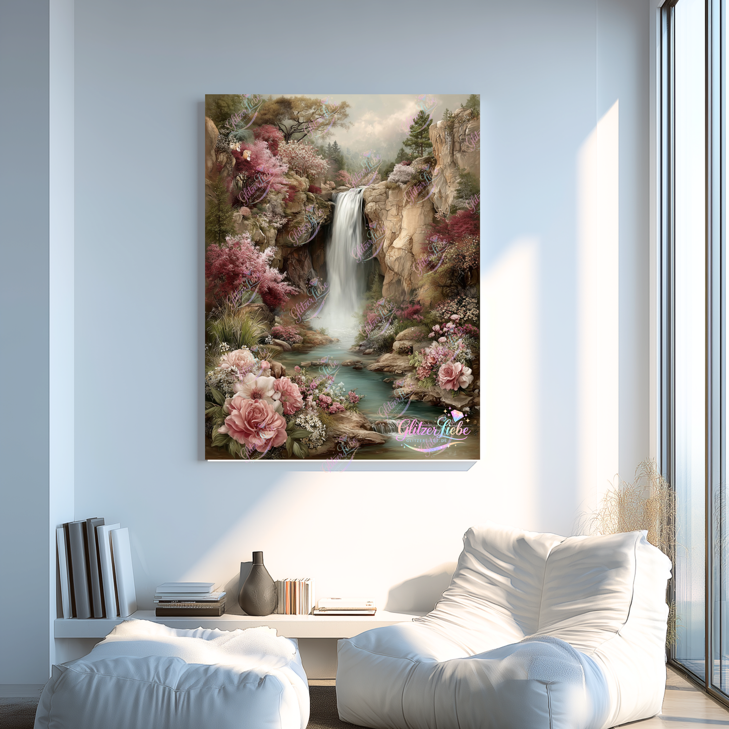 Diamond Painting "Wasserfall" by CleoDora, 80x110 cm, 174 Farben, Vorbestellung