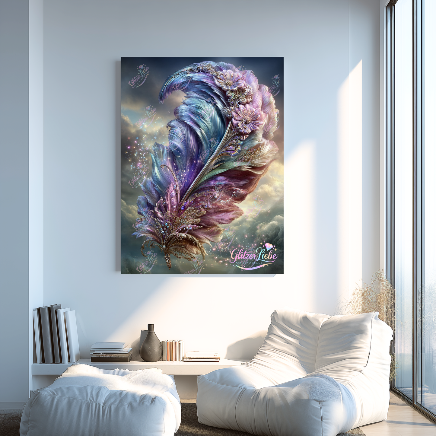 Diamond Painting "Zauberfeder"" by Maggie in 75x100 cm, 223 Farben, eckige Steine