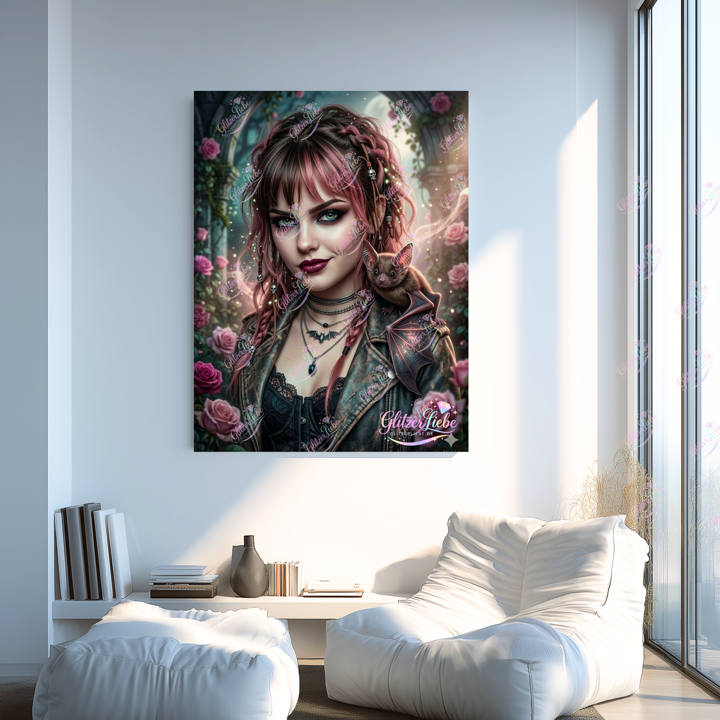 Diamond Painting "Fiona and her Batty" by Mistelchens_Arts in 60x80 cm, 160 Farben, Vorbestellung