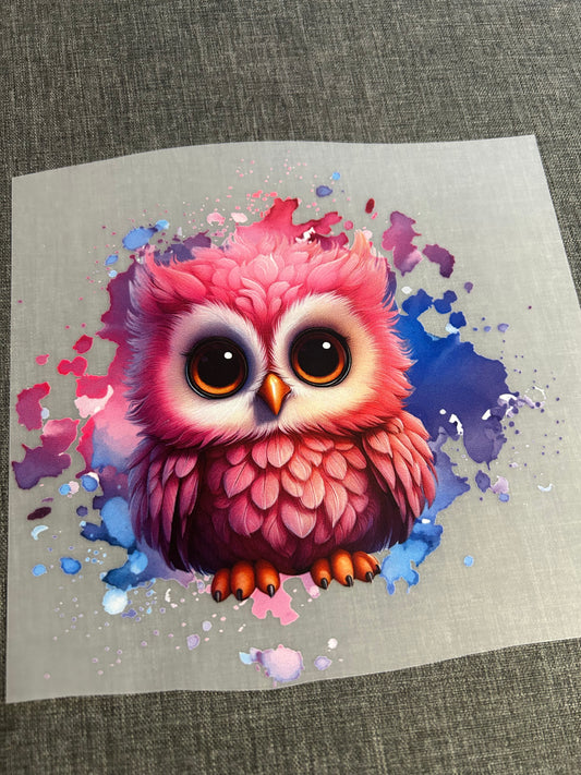 Bügelbild "Eule rosa"