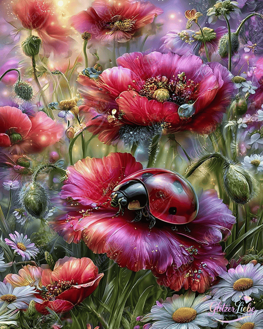 Diamond Painting "Käferglück"" by ManuVany A.i in 75x100 cm, 373 Farben, eckige Steine