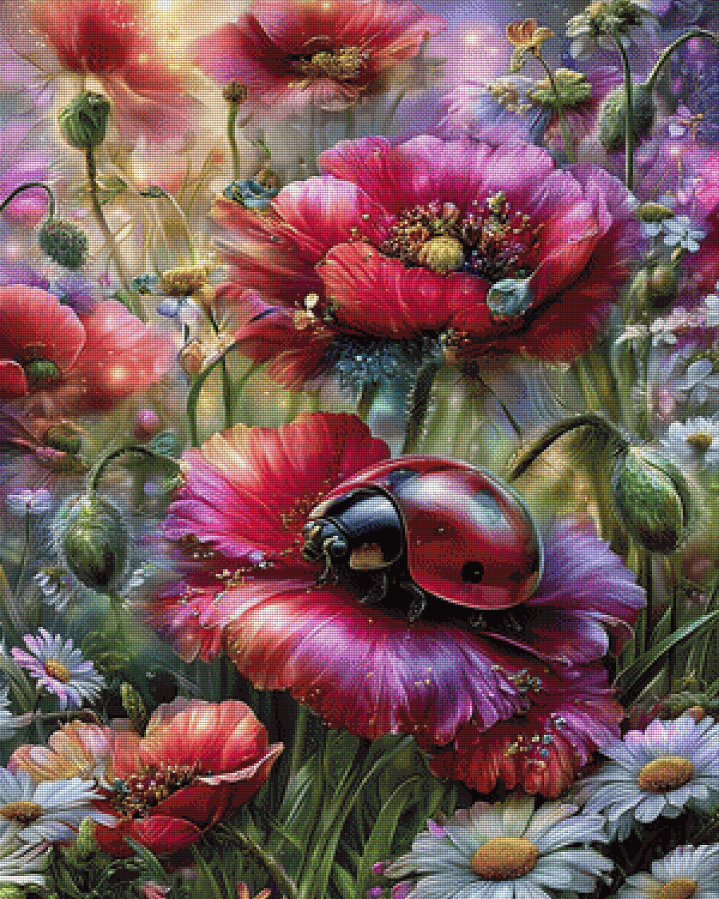 Diamond Painting "Käferglück"" by ManuVany A.i in 75x100 cm, 373 Farben, eckige Steine