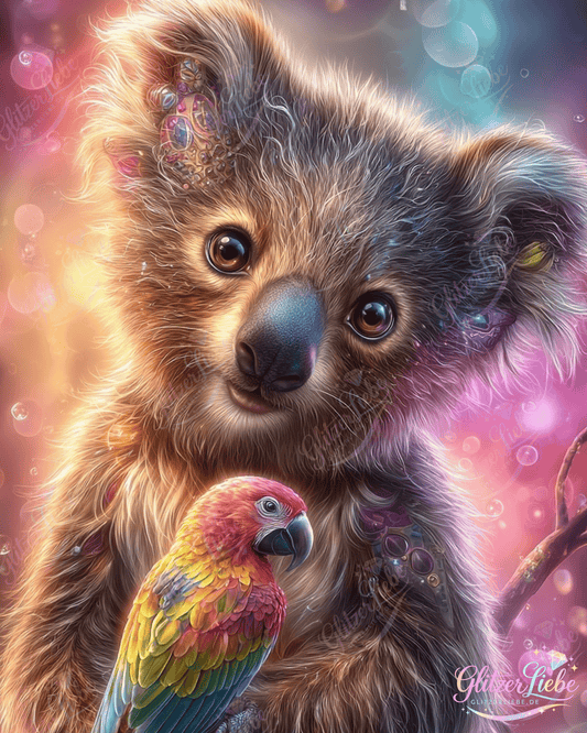 Diamond Painting "Koala &Papagei" by Funkel-Fieber, 60x90 cm, 308 Farben, Vorbestellung