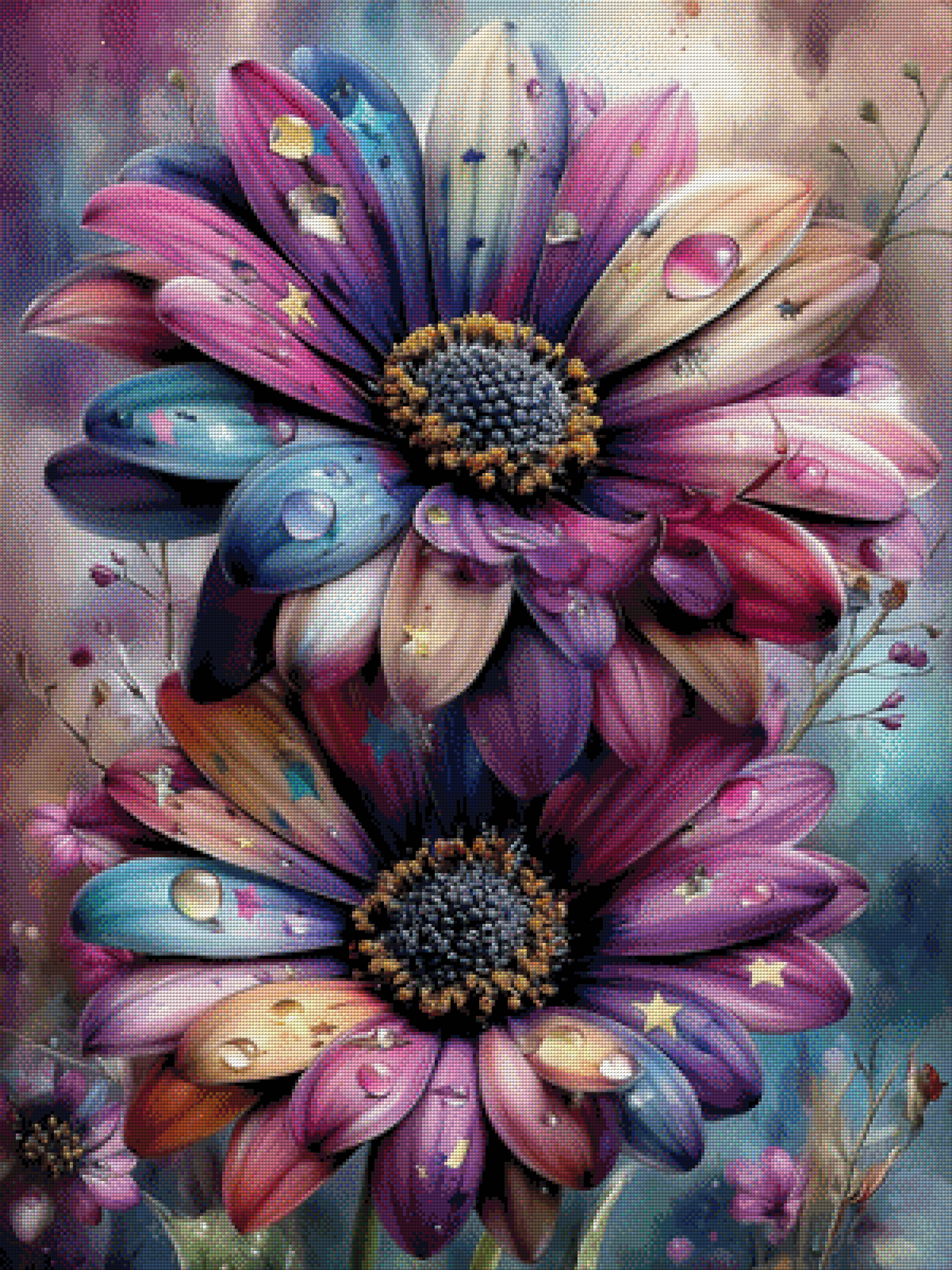 Diamond Painting "Blütenfreude" by CleoDora, 75x100 cm mit 200 Farben, Vorbestellung