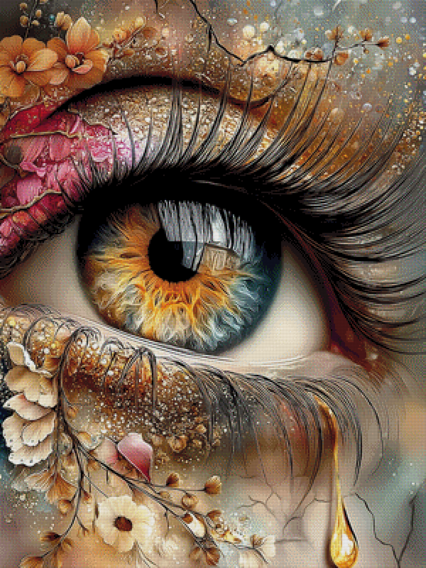 Diamond Painting "Golden Eye" by CleoDora, 75x100 cm mit 301 Farben, Vorbestellung