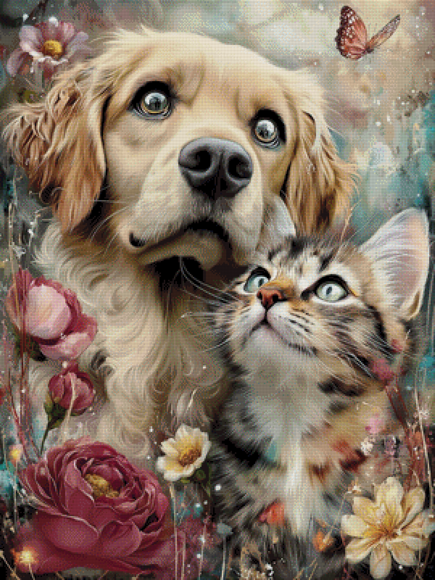 Diamond Painting "Tierfreunde" by CleoDora, 75x100 cm mit 257 Farben, Vorbestellung