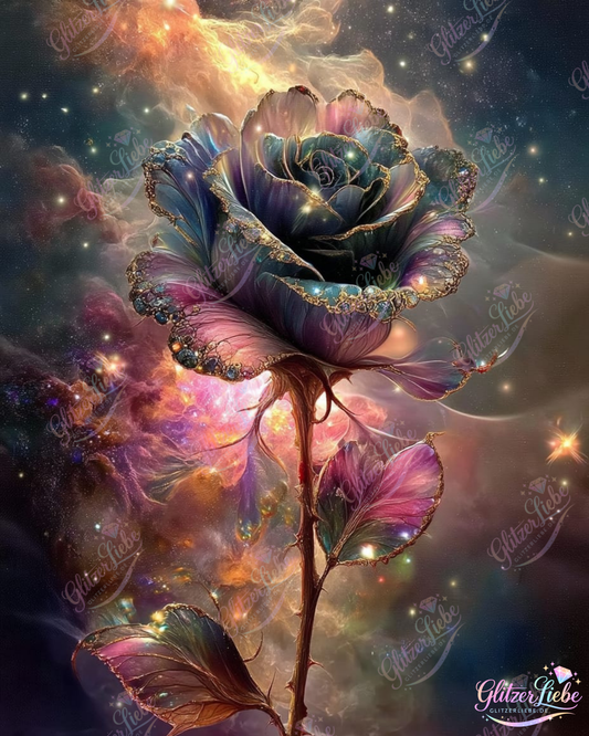 Diamond Painting "Rose der Sternenträume" by ManuVany A.i in 60x80 cm, 202 Farben, Vorbestellung