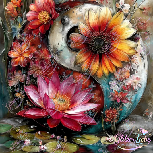 Diamond Painting "Blüten der Balance" by CleoDora, 75x100 cm, 200 Farben, Vorbestellung