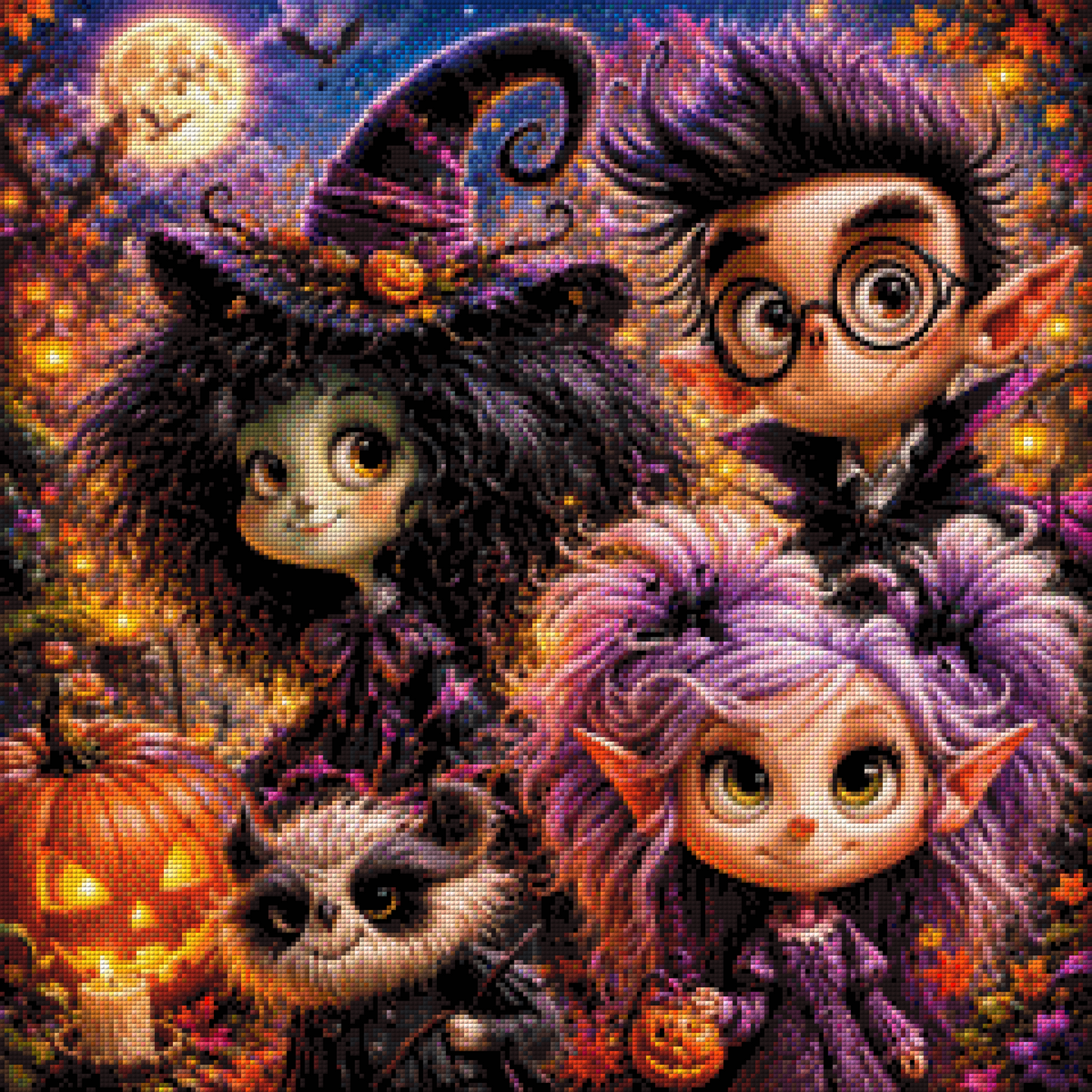 Diamond Painting "Halloween-Helden" 60x60, 219 Farben, Vorbestellung