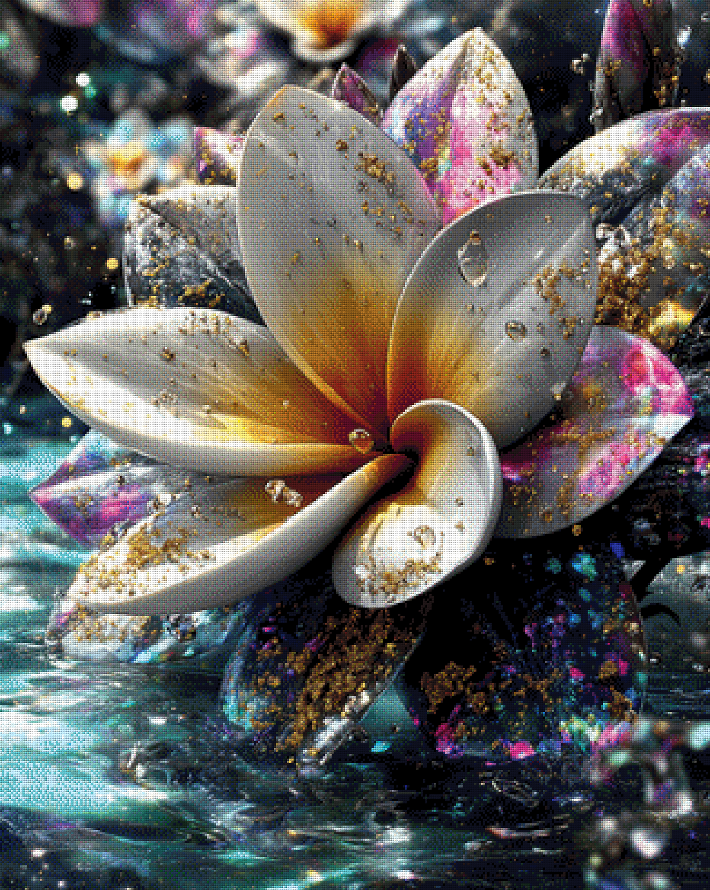 Diamond Painting "Glitzerblüte" by Lisa Morgan 80x100 cm, 299 Farben, Vorbestellung