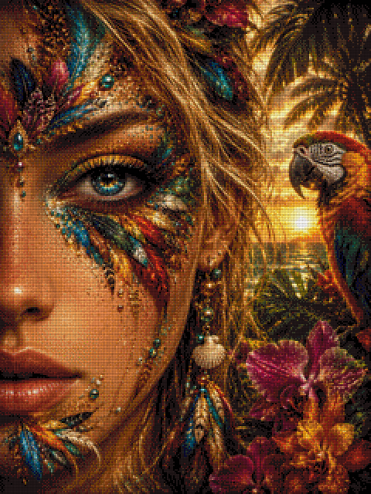 Diamond Painting "Tropical Woman" by Biggilee Art  in 60x80 cm, 203 Farben, Vorbestellung
