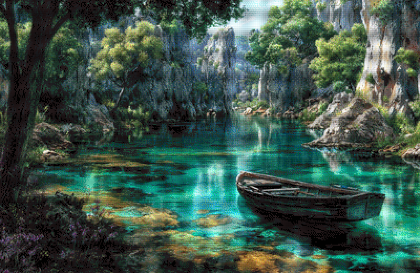 Diamond Painting "Die verborgene Lagune" by Ray Spark, 105x80 cm, 213 Farben, Vorbestellung