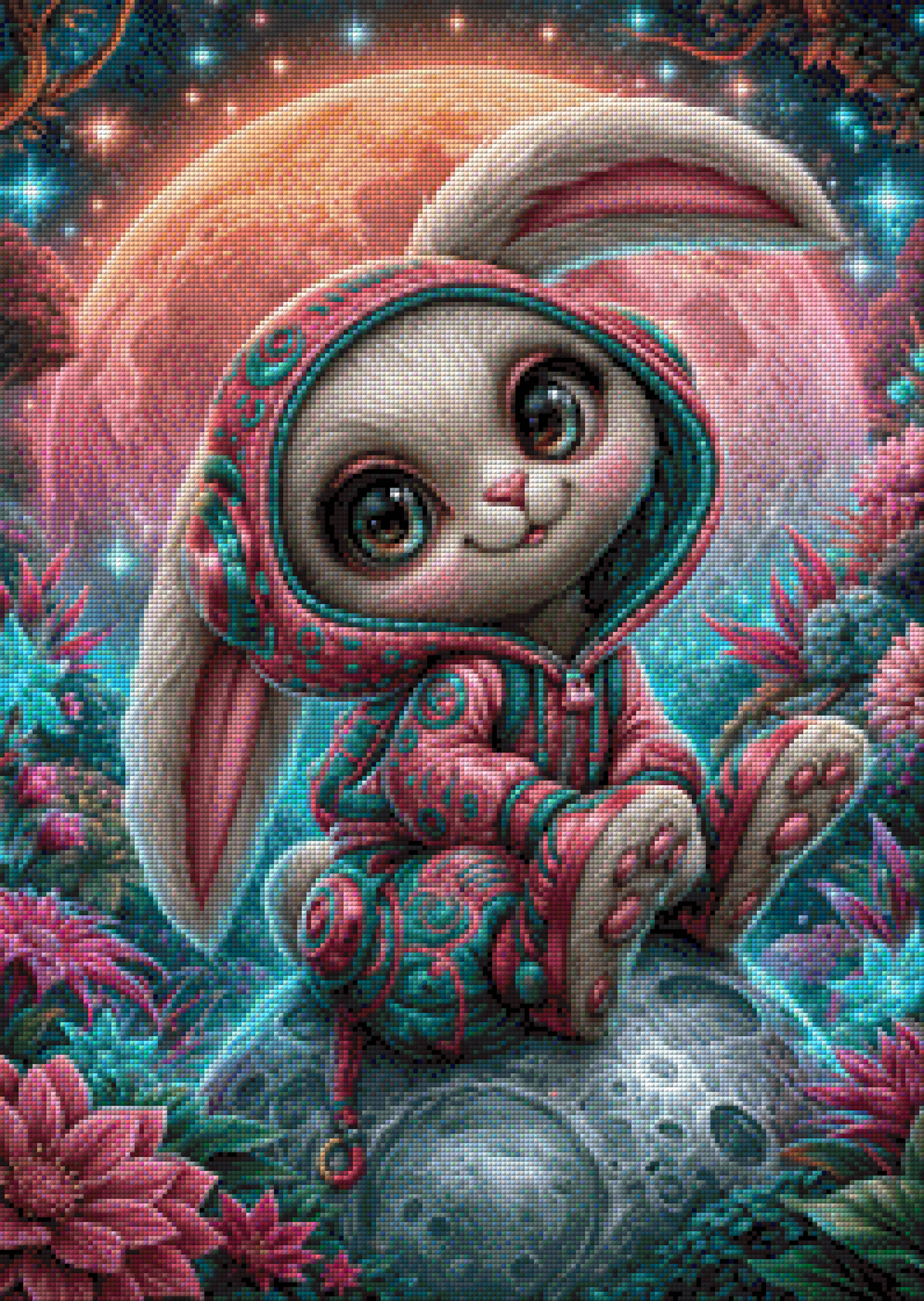 Diamond Painting "Mondhäschen" by sweet_loco_ai, 50x70 cm, 197 Farben, Vorbestellung