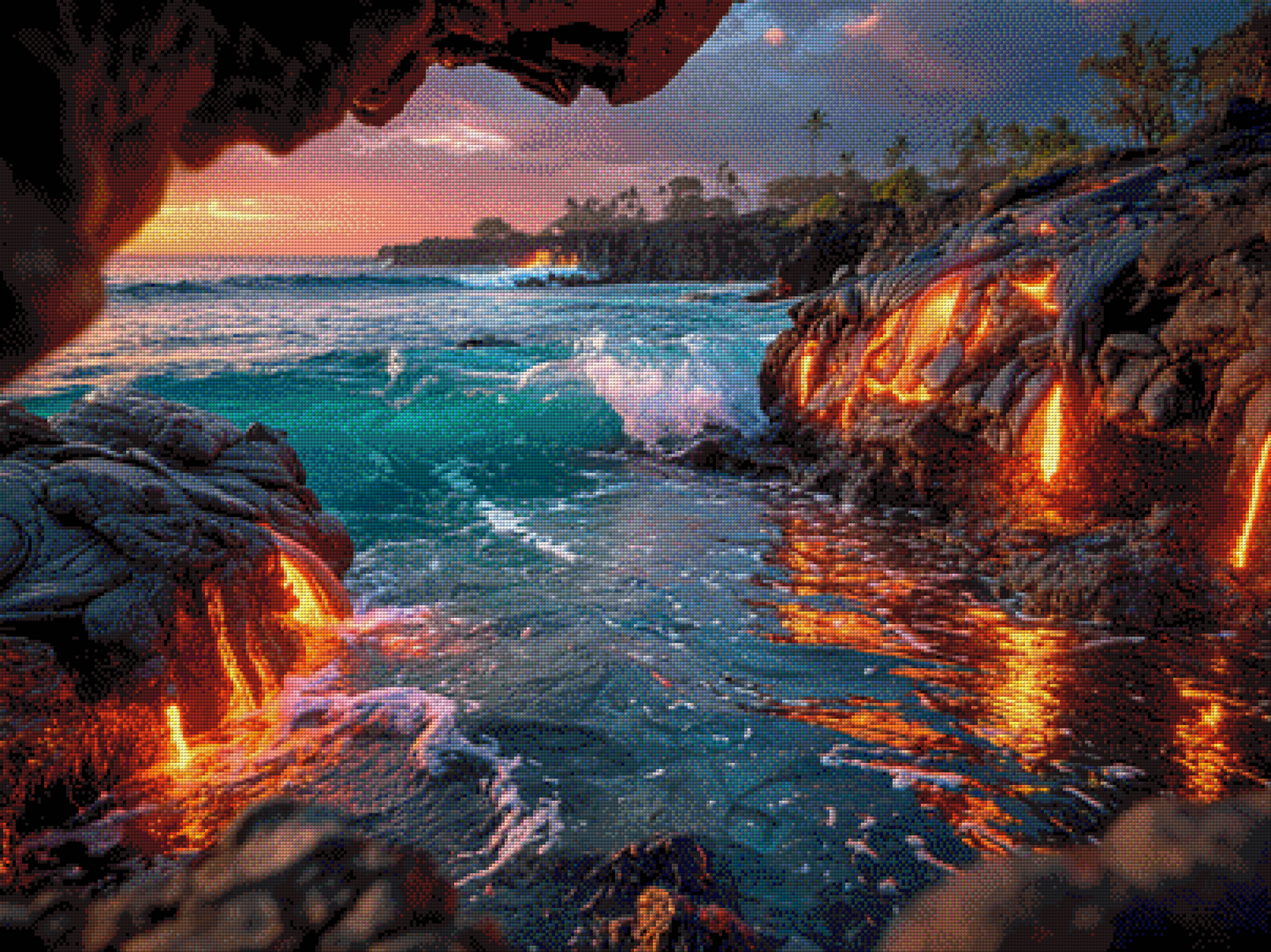 Diamond Painting "Fire Ocean"" by Lisa Morgan in 100x75 cm, 260 Farben, Vorbestellung