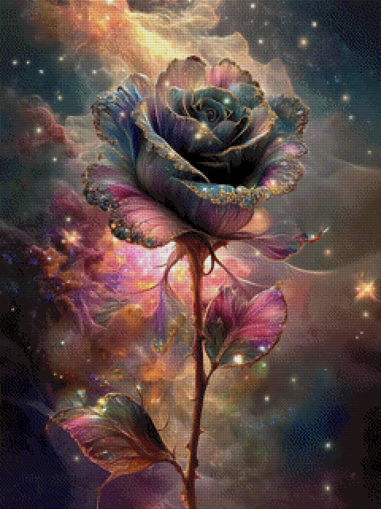 Diamond Painting "Rose der Sternenträume" by ManuVany A.i in 60x80 cm, 202 Farben, Vorbestellung