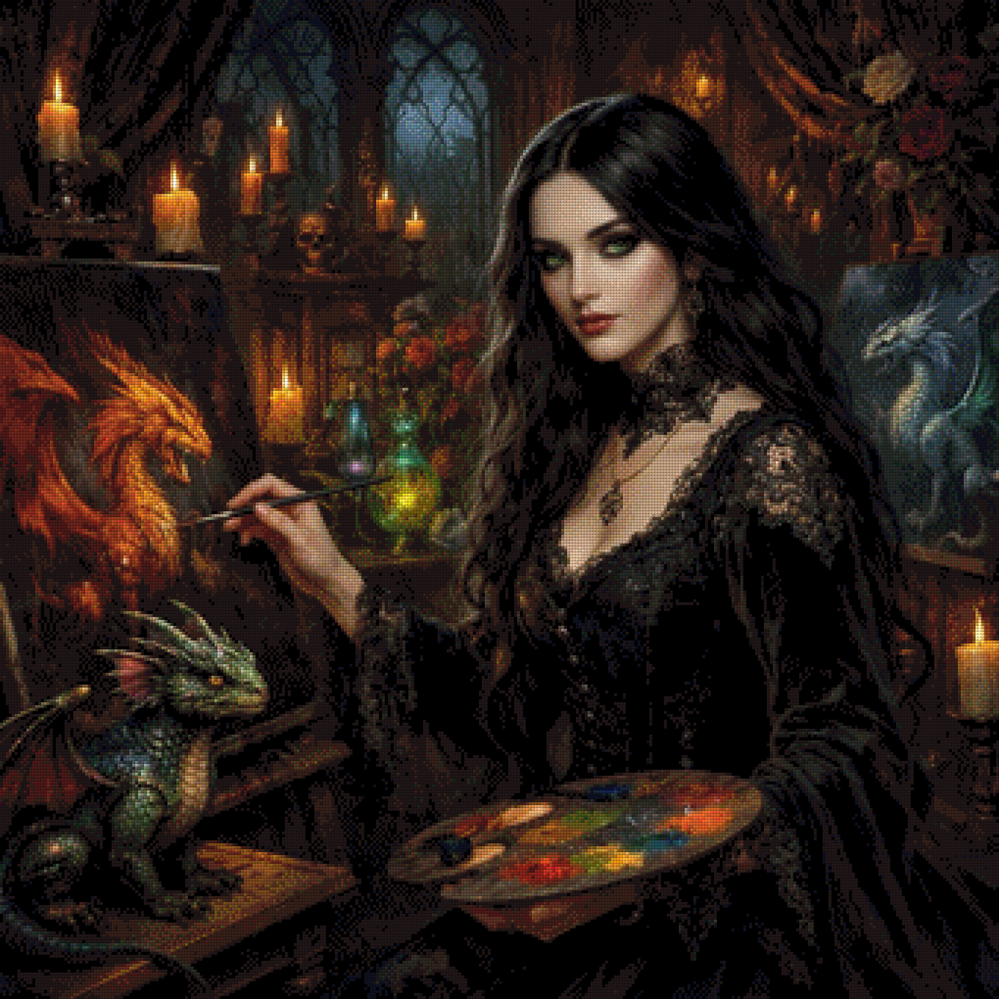 Diamond Painting "Die Drachenmalerin" by ALKIRA 80x80 cm mit 227 Farben, Vorbestellung