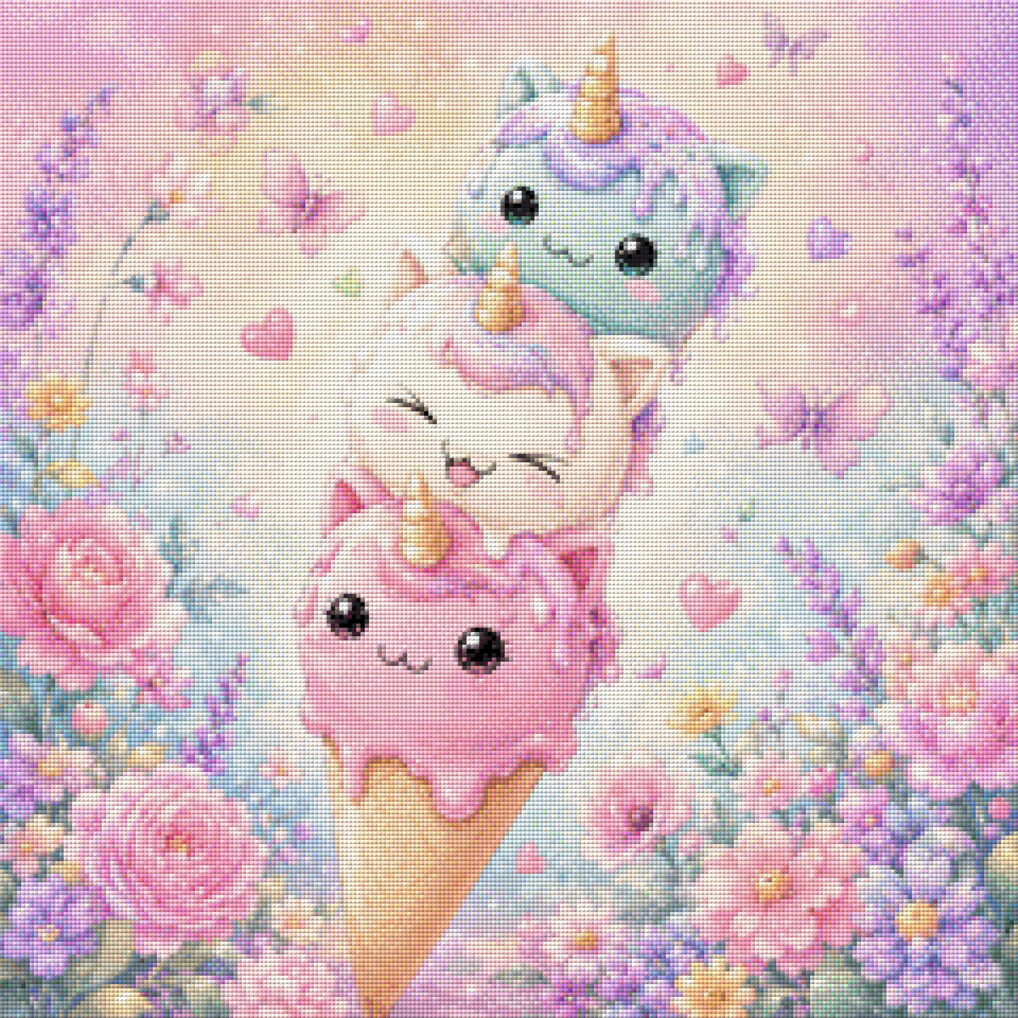 Diamond Painting "Eisküsschen" by tiki_DIAMONDS.ai 60x60 cm, 120 Farben, Vorbestellung