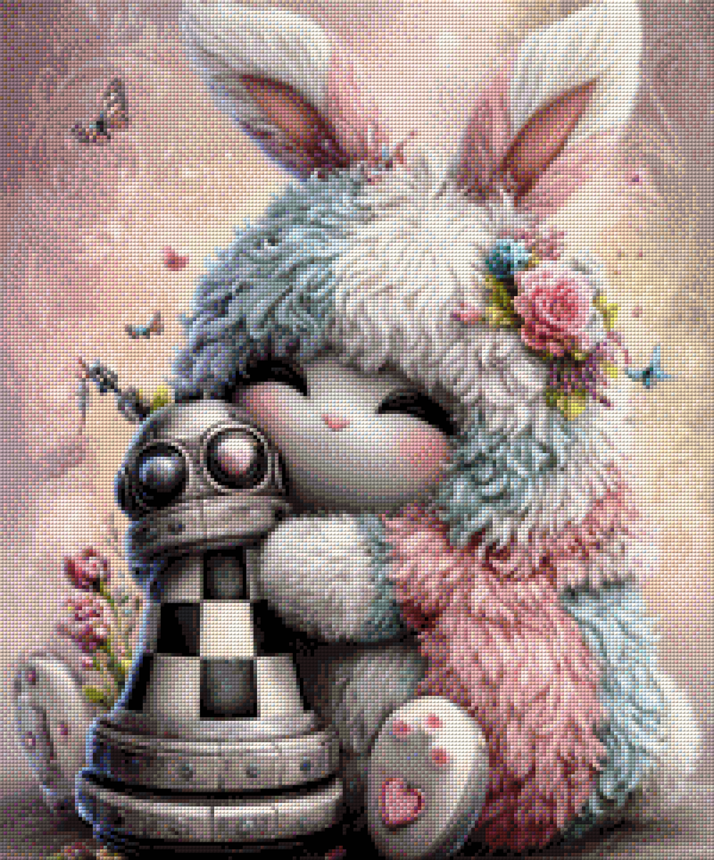 Diamond Painting "Pastell Bunny" by sweet_loco_ai, 50x60 cm mit 95 Farben