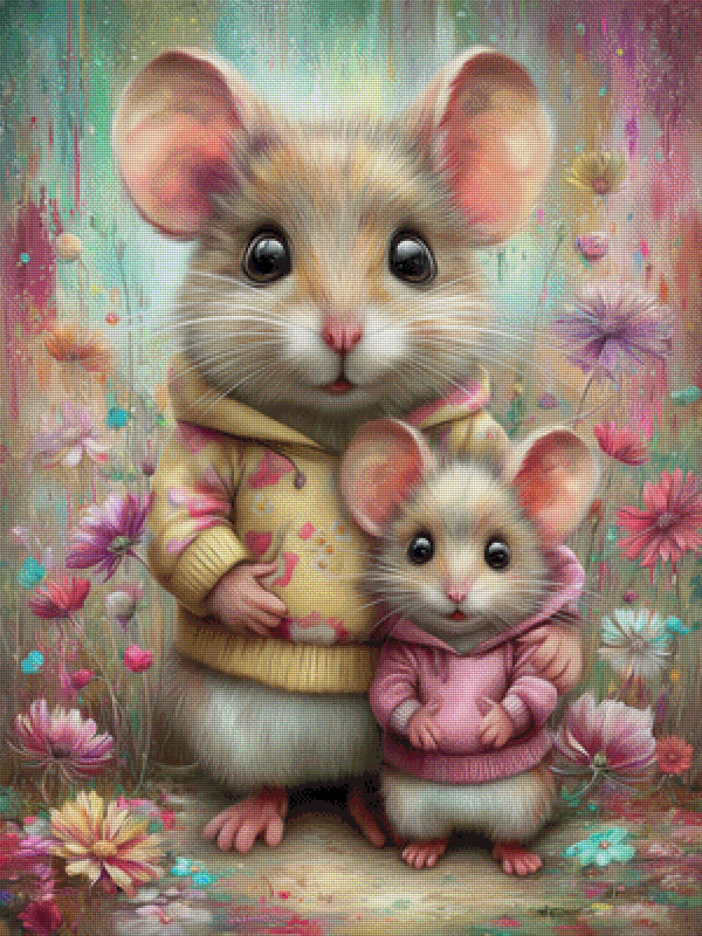 Diamond Painting "Mäuseliebe" by CleoDora 75x100 cm, 259 Farben, Vorbestellung