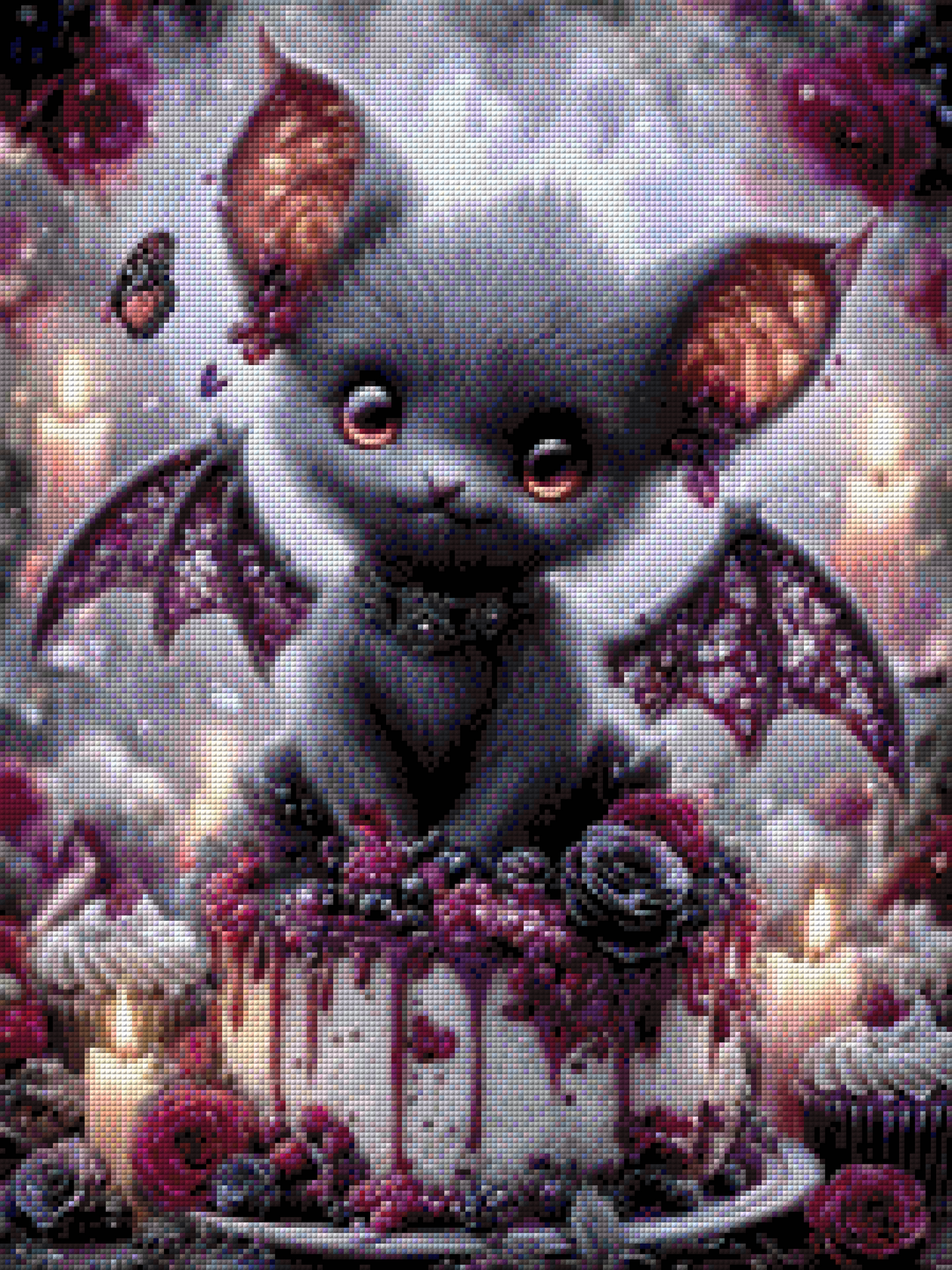 Diamond Painting "Berry Bat" by Sandrietta_ai, 45x60 cm mit 102 Farben