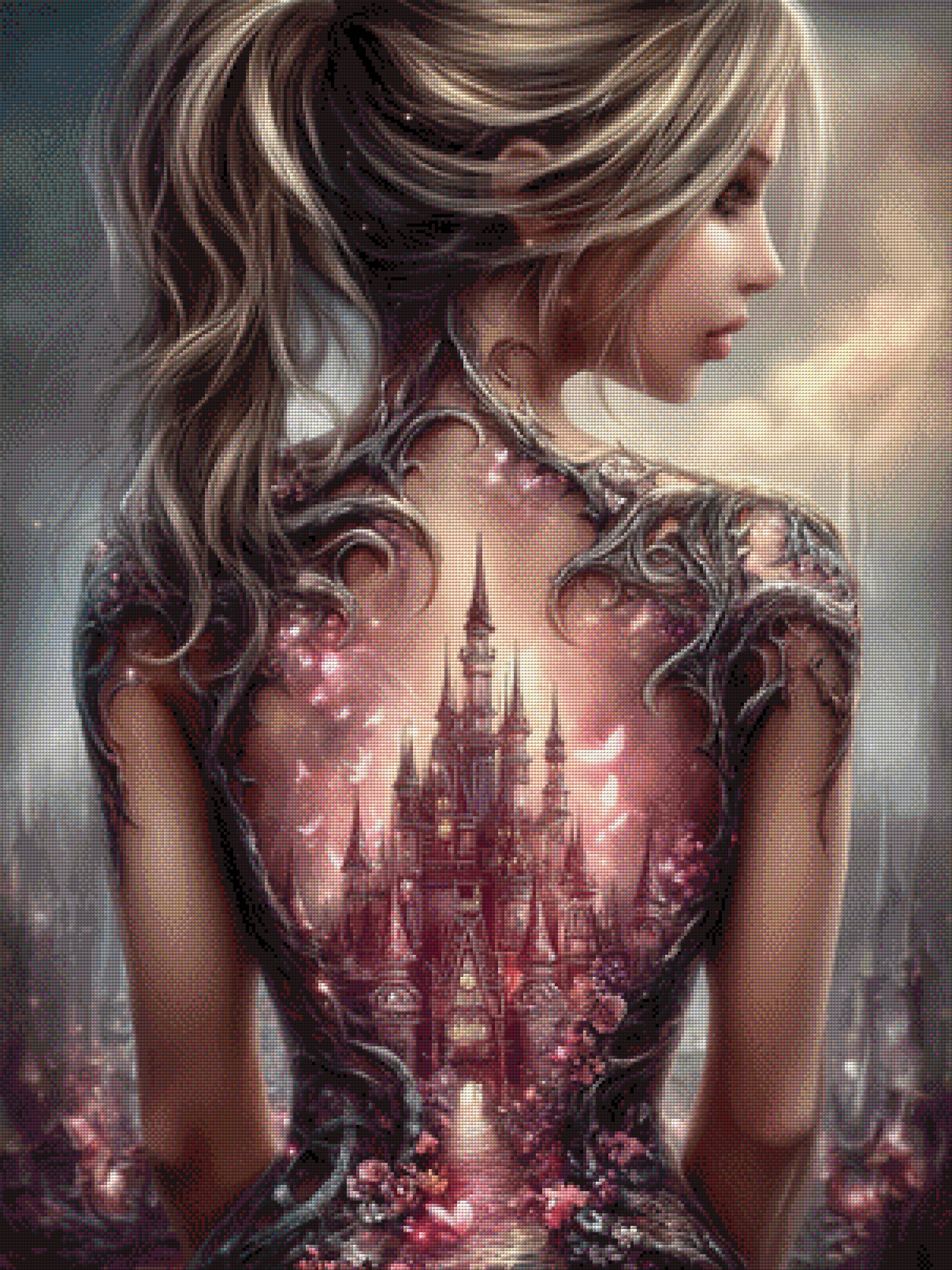Diamond Painting "Castle Soul" by sweet_loco_ai in 75x100 cm, 137 Farben