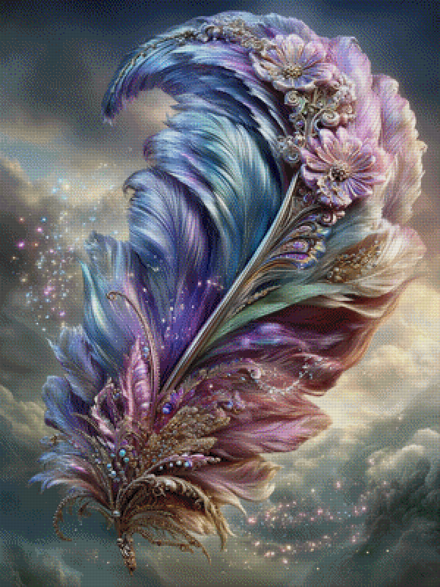 Diamond Painting "Zauberfeder"" by Maggie in 75x100 cm, 223 Farben, eckige Steine