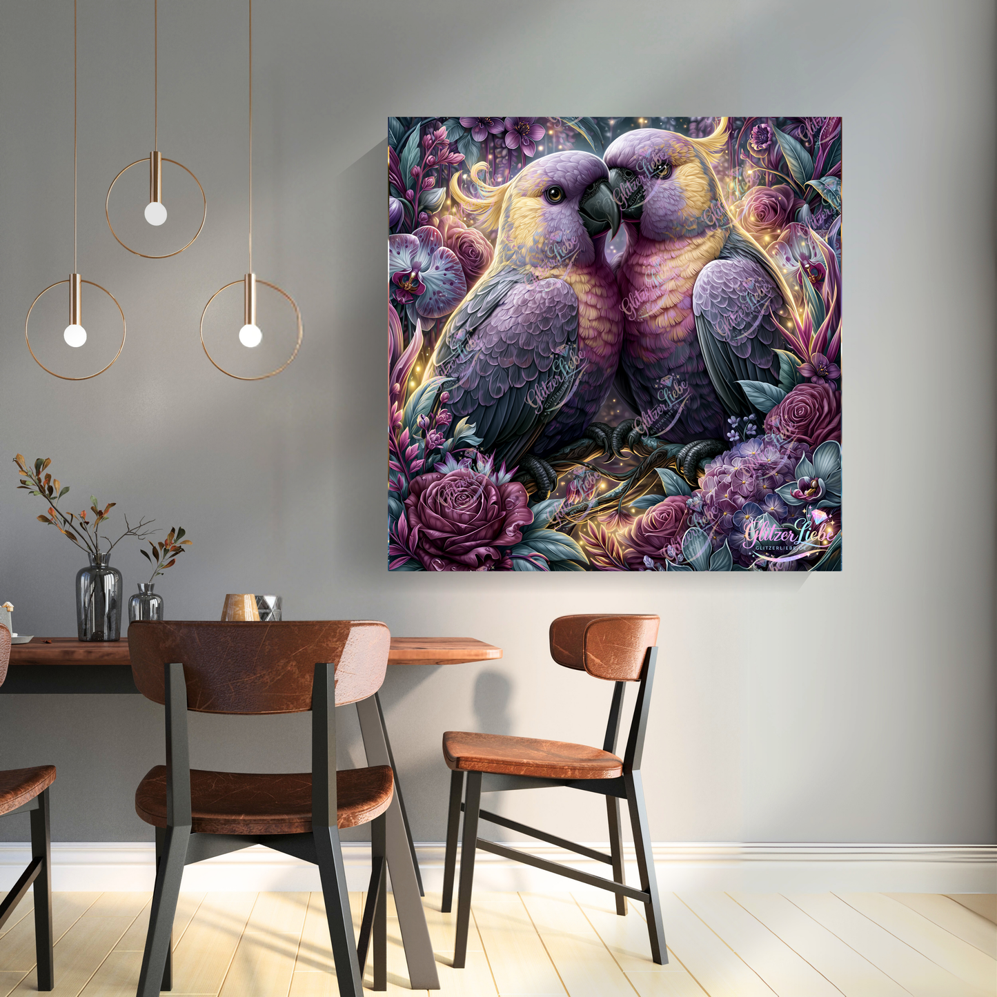 Diamond Painting "Lovebirds" by Lisa Morgan 80x80 cm, 216 Farben, Vorbestellung