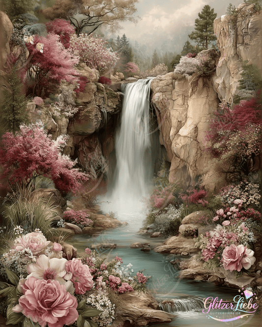 Diamond Painting "Wasserfall" by CleoDora, 80x110 cm, 174 Farben, Vorbestellung